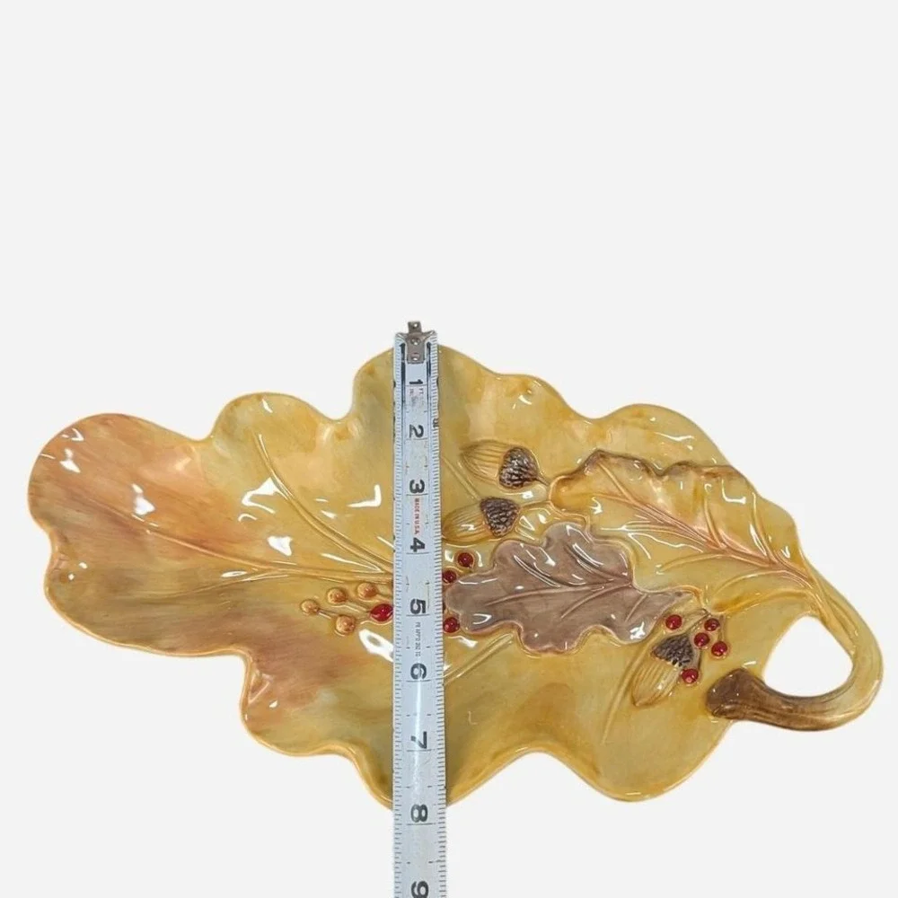 Fitz‎ and Floyd Harvest Leaf Tray Earthenware Fall Autumn Serving Dish